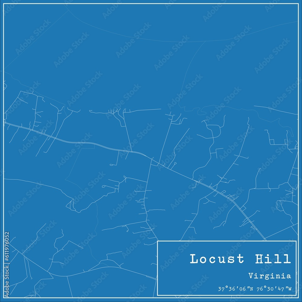 Blueprint US city map of Locust Hill, Virginia.