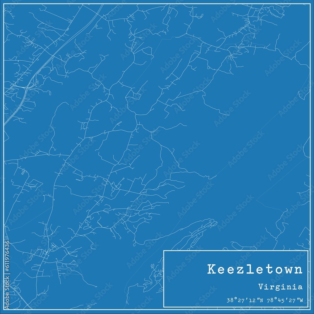 Blueprint US city map of Keezletown, Virginia.