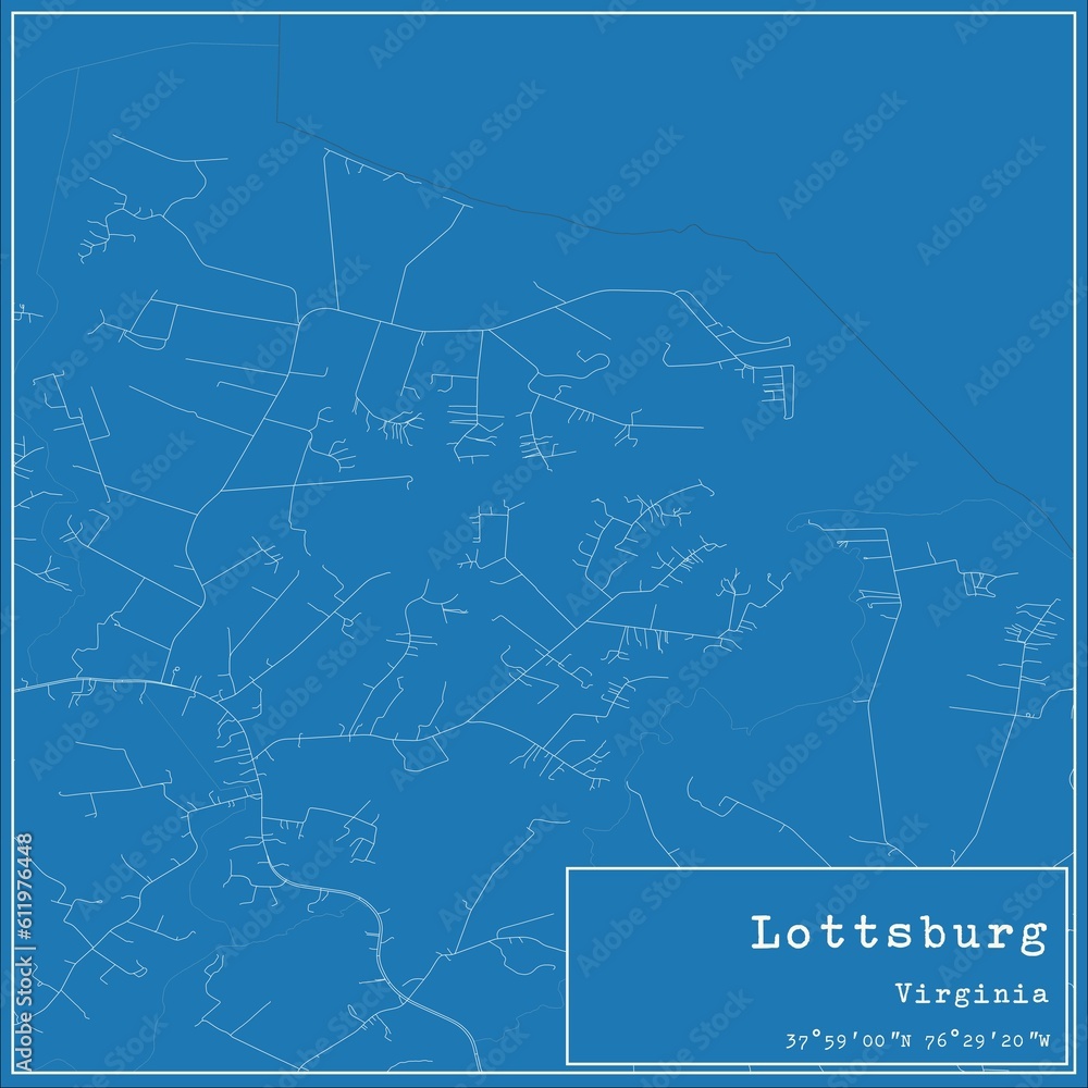 Blueprint US city map of Lottsburg, Virginia.