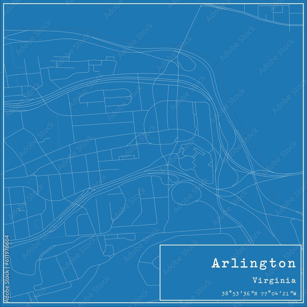 Blueprint US city map of Arlington, Virginia. Blueprint US city map of Arlington, Virginia.