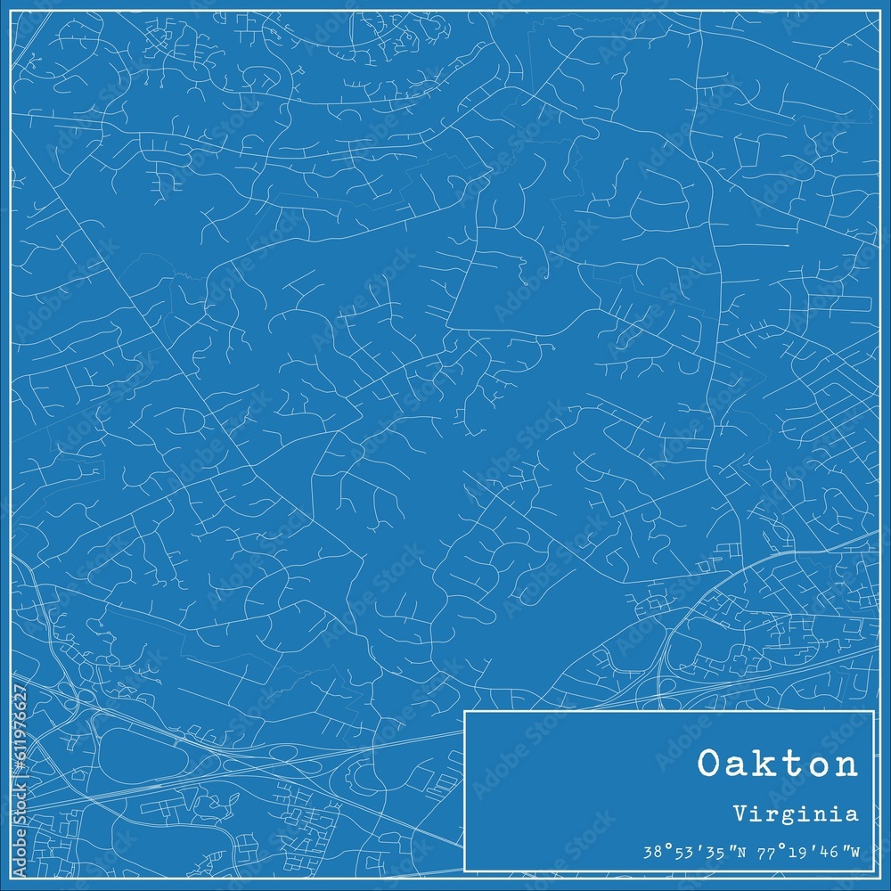 Fototapeta mapa świata dla dzieci Blueprint US city map of Oakton