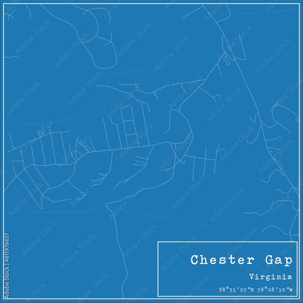 Fototapeta premium Blueprint US city map of Chester Gap, Virginia.