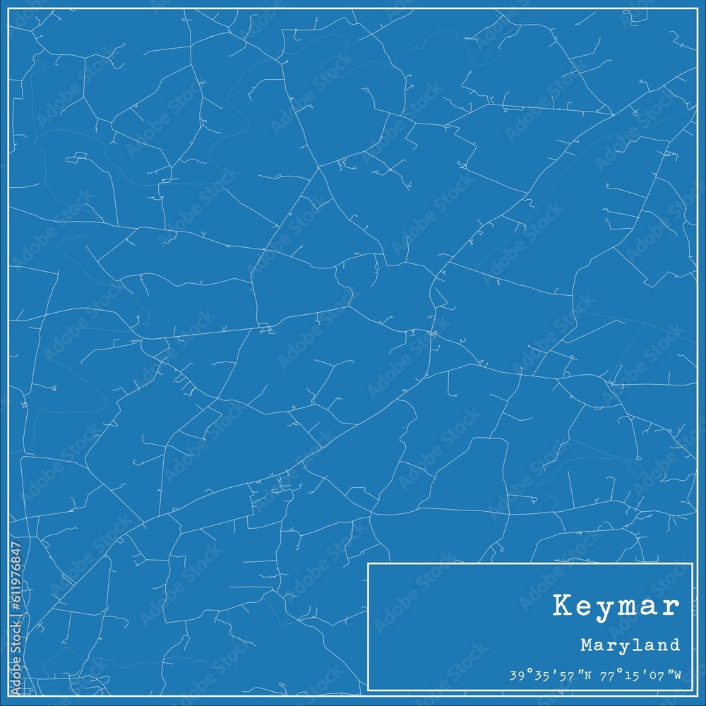 Blueprint US city map of Keymar, Maryland.