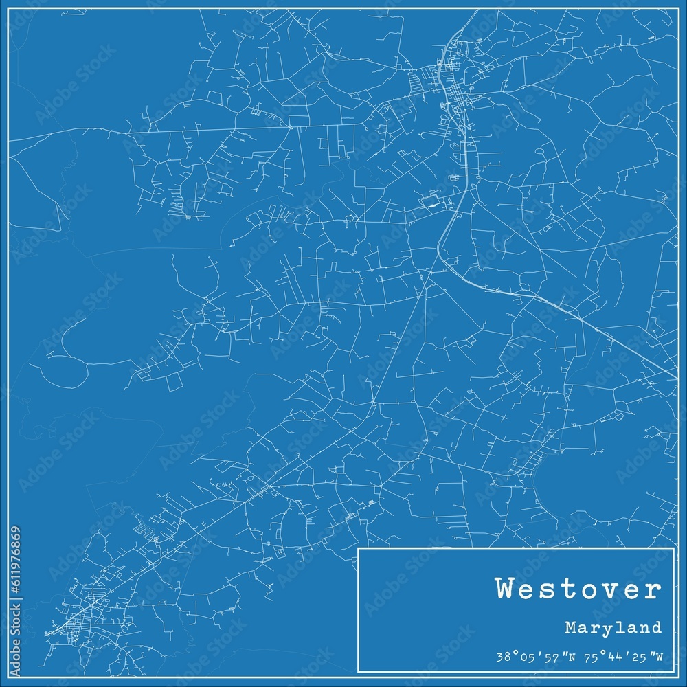 Fototapeta premium Blueprint US city map of Westover, Maryland.