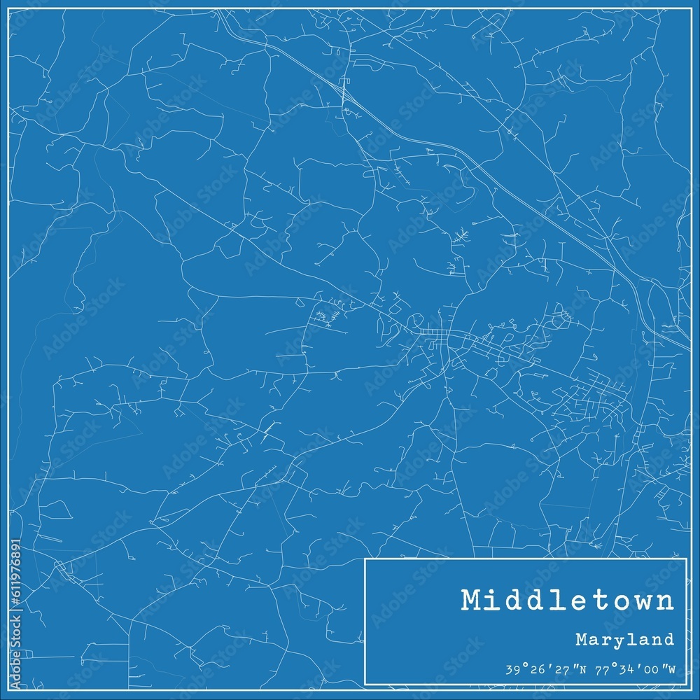 Blueprint US city map of Middletown, Maryland.