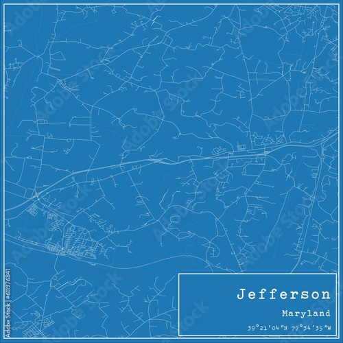Blueprint US city map of Jefferson  Maryland.