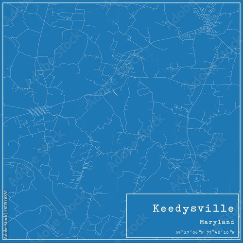 Blueprint US city map of Keedysville, Maryland.