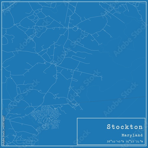 Blueprint US city map of Stockton, Maryland.