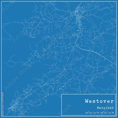 Blueprint US city map of Westover, Maryland.