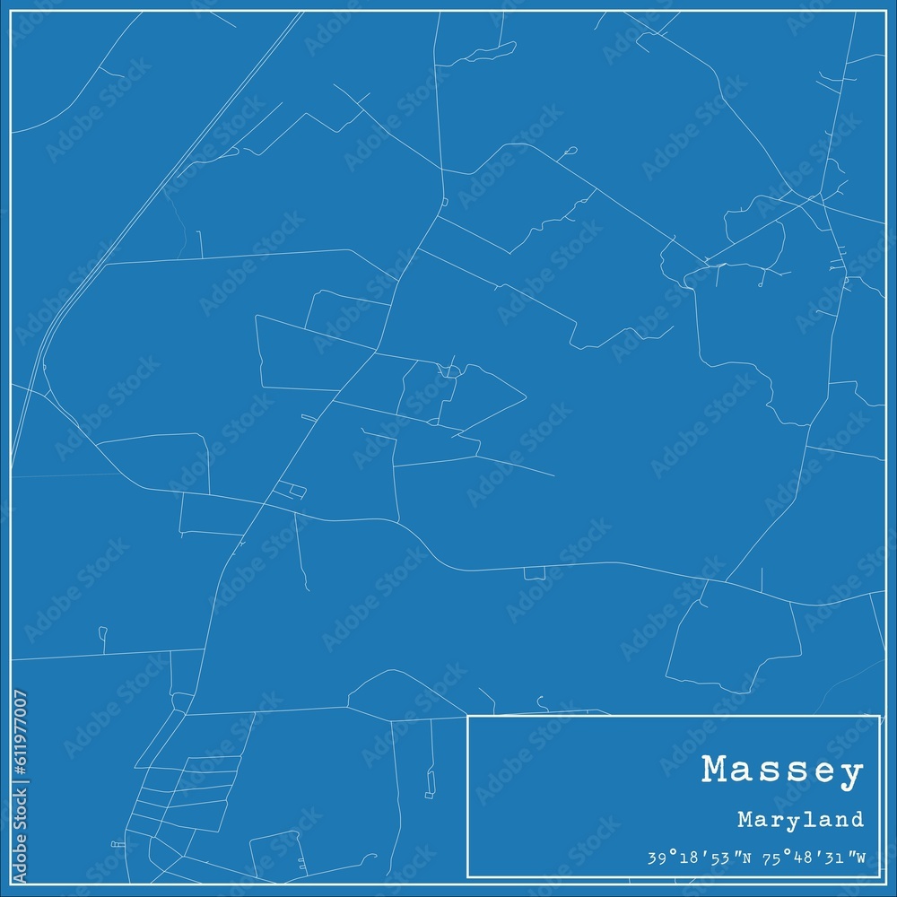 Blueprint US city map of Massey, Maryland.