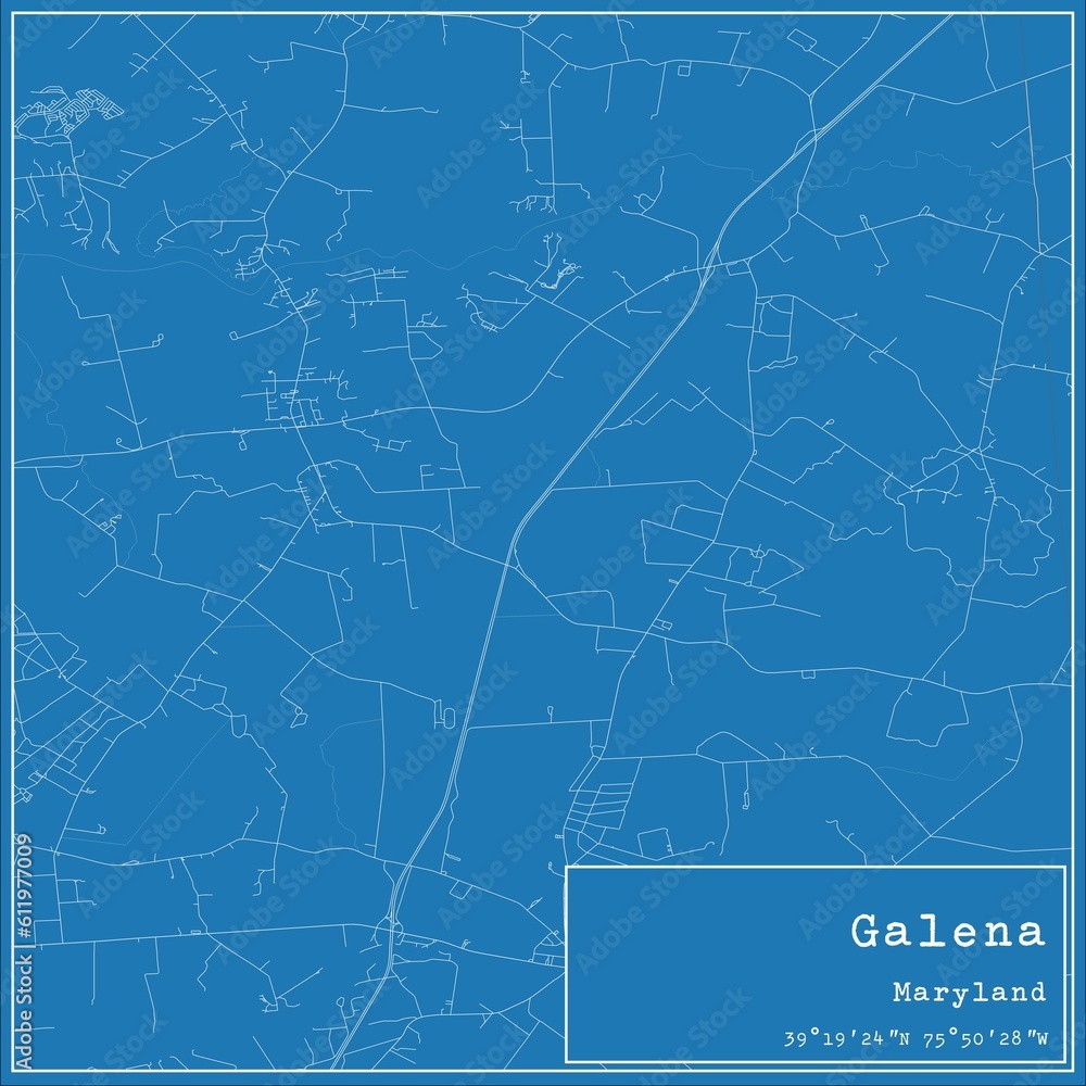 Blueprint US city map of Galena, Maryland.