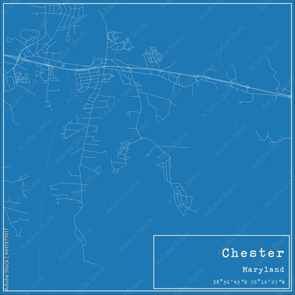 Fototapeta premium Blueprint US city map of Chester, Maryland.