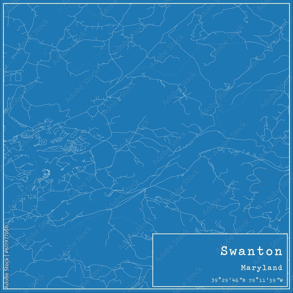 Blueprint US city map of Swanton, Maryland.