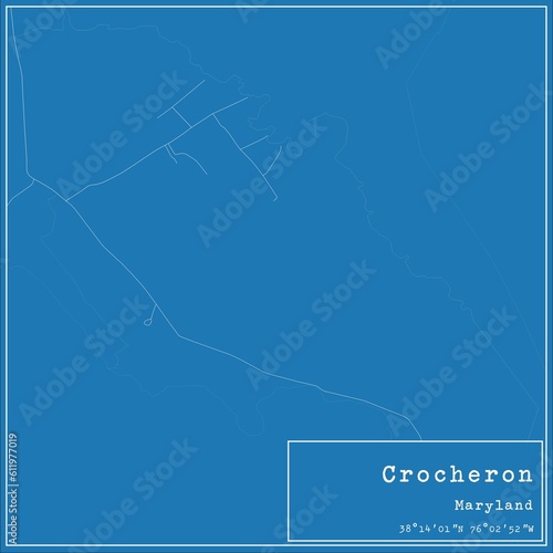 Blueprint US city map of Crocheron, Maryland.