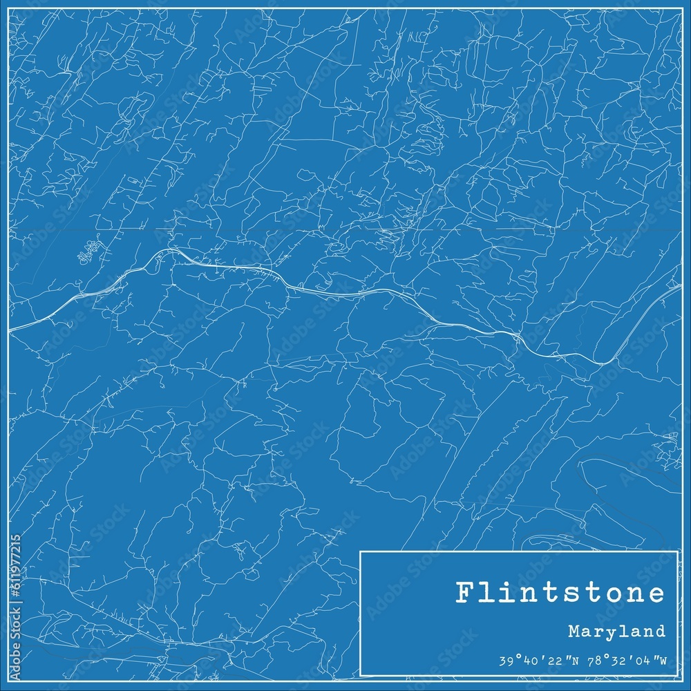 Blueprint US city map of Flintstone, Maryland.