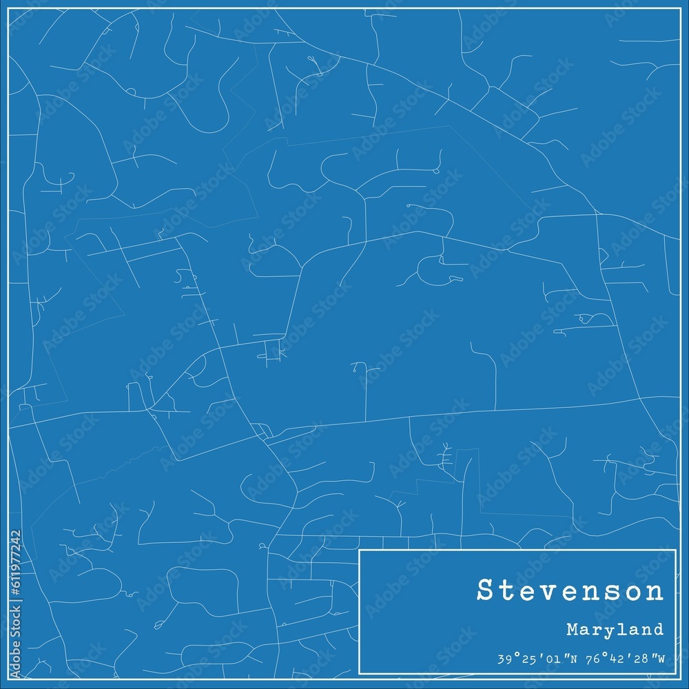 Blueprint US city map of Stevenson, Maryland.
