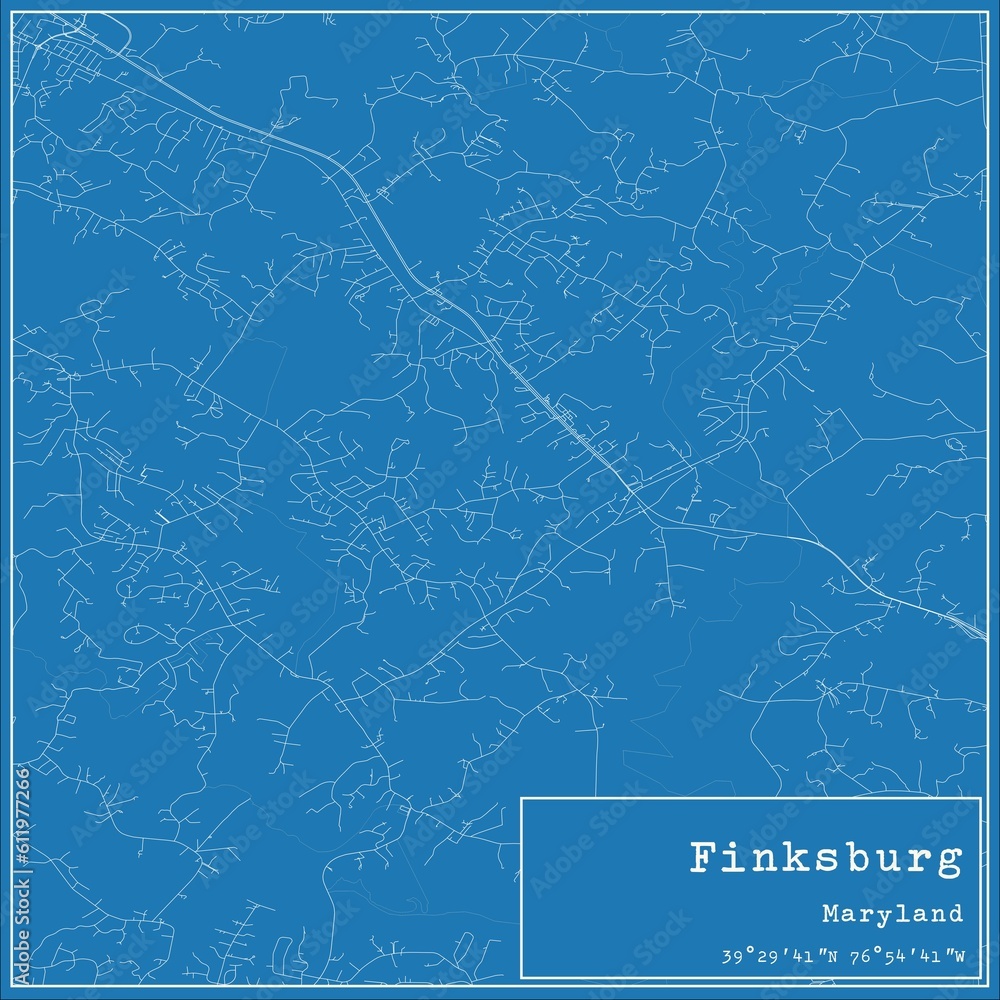 Blueprint US city map of Finksburg, Maryland.