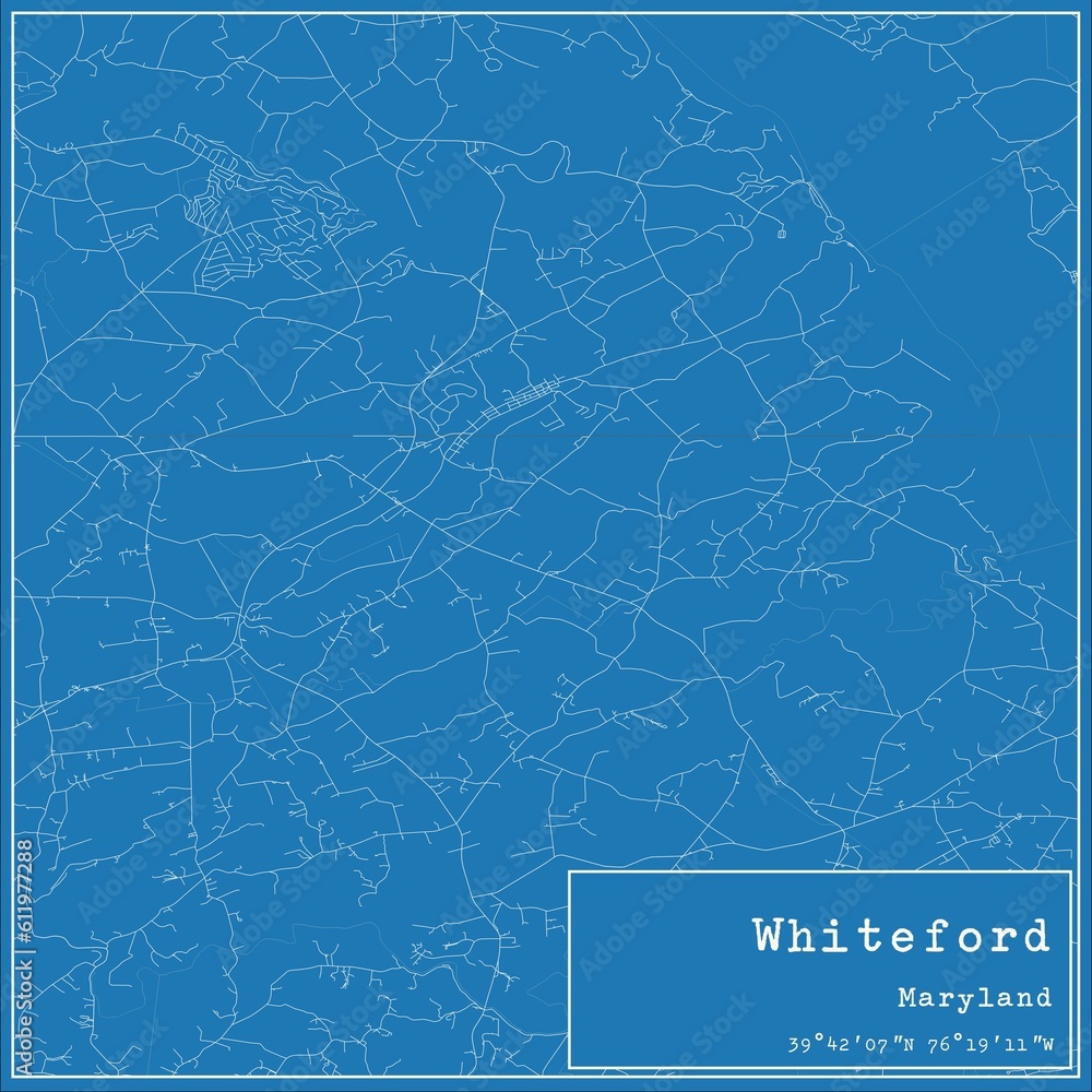 Blueprint US city map of Whiteford, Maryland.