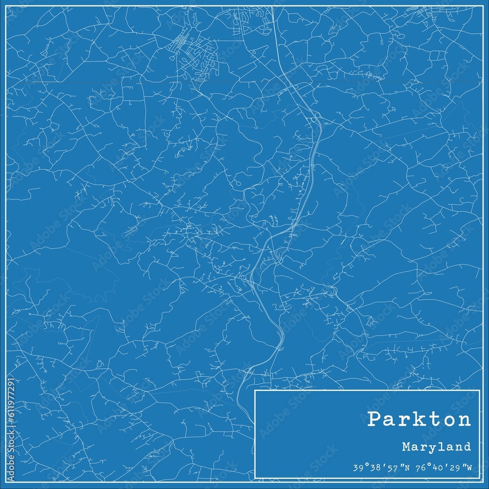 Blueprint US city map of Parkton, Maryland.