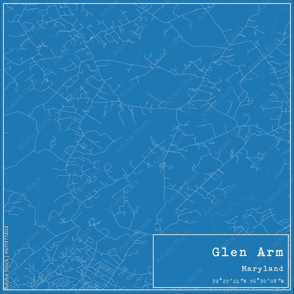 Blueprint US city map of Glen Arm, Maryland.