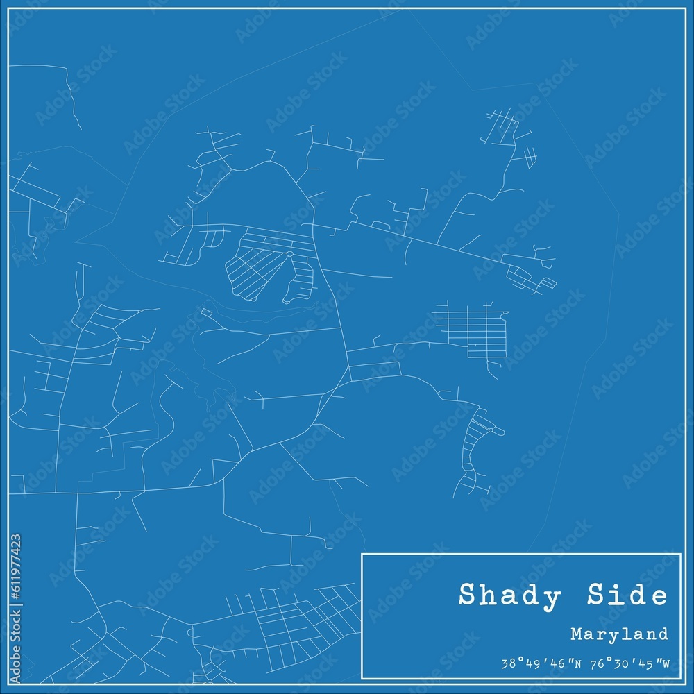 Fototapeta premium Blueprint US city map of Shady Side, Maryland.