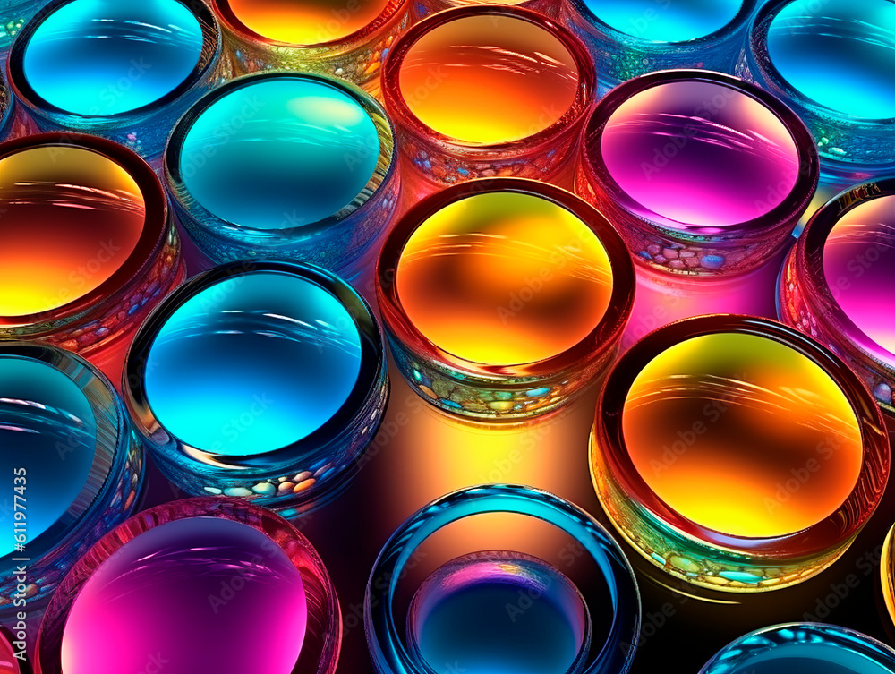 Circle colorful glass wall design background. Modern design architect