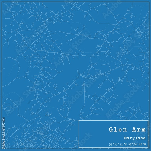 Blueprint US city map of Glen Arm  Maryland.