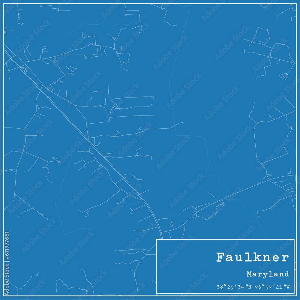 Blueprint US city map of Faulkner, Maryland.