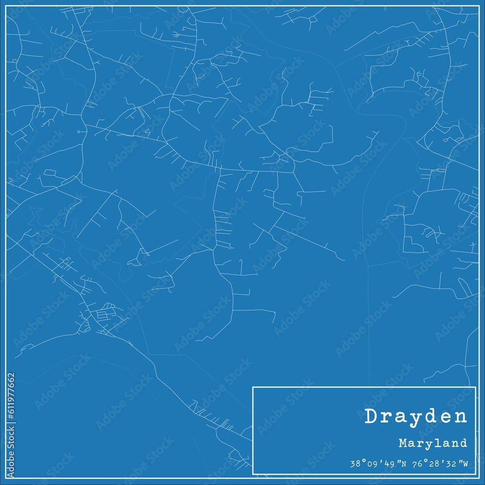 Blueprint US city map of Drayden, Maryland.