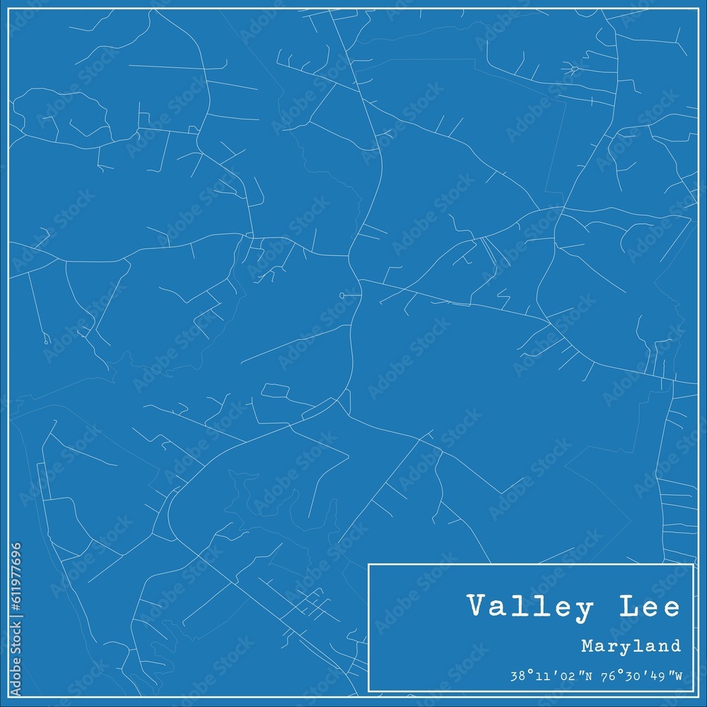 Blueprint US city map of Valley Lee, Maryland.
