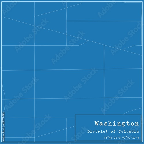 Blueprint US city map of Washington, District of Columbia. © Rezona