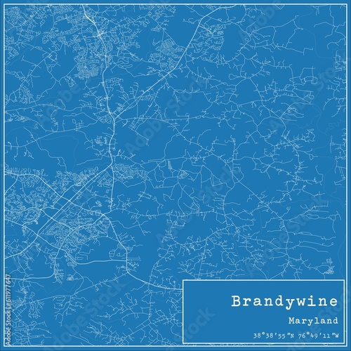 Blueprint US city map of Brandywine, Maryland.