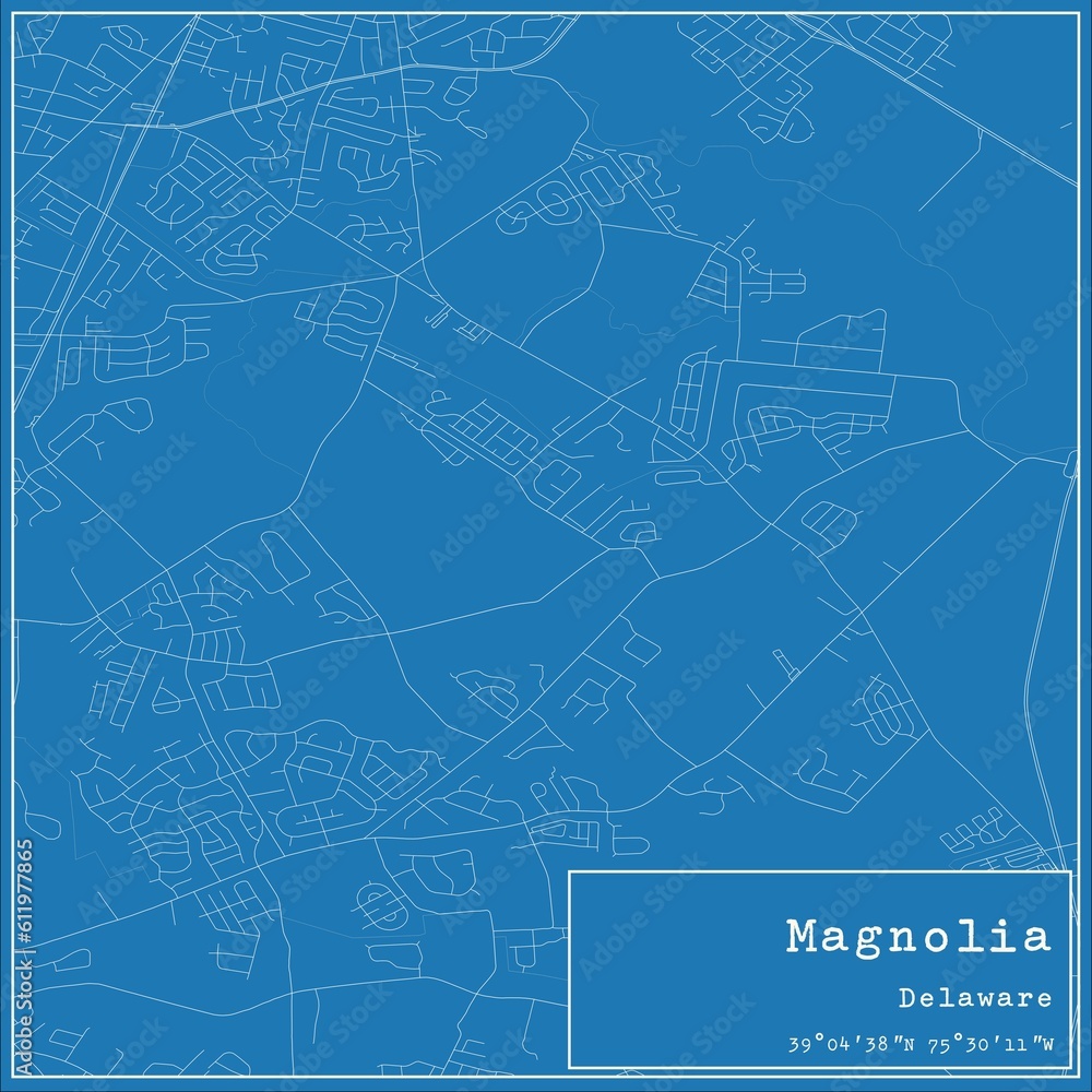Blueprint US city map of Magnolia, Delaware.