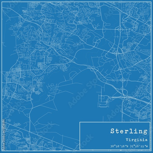 Obraz na płótnie Blueprint US city map of Sterling, Virginia. w salonie