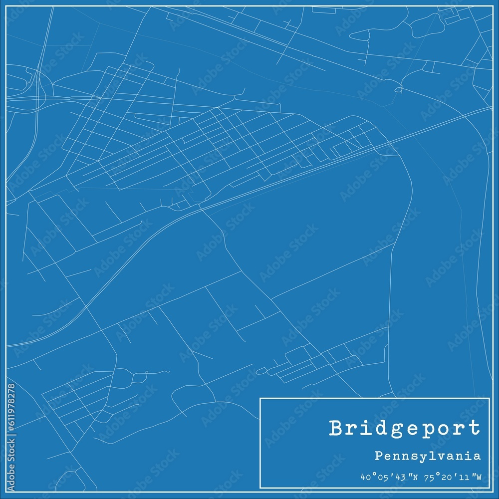 Blueprint US city map of Bridgeport, Pennsylvania. Blueprint US city map of Bridgeport, Pennsylvania.