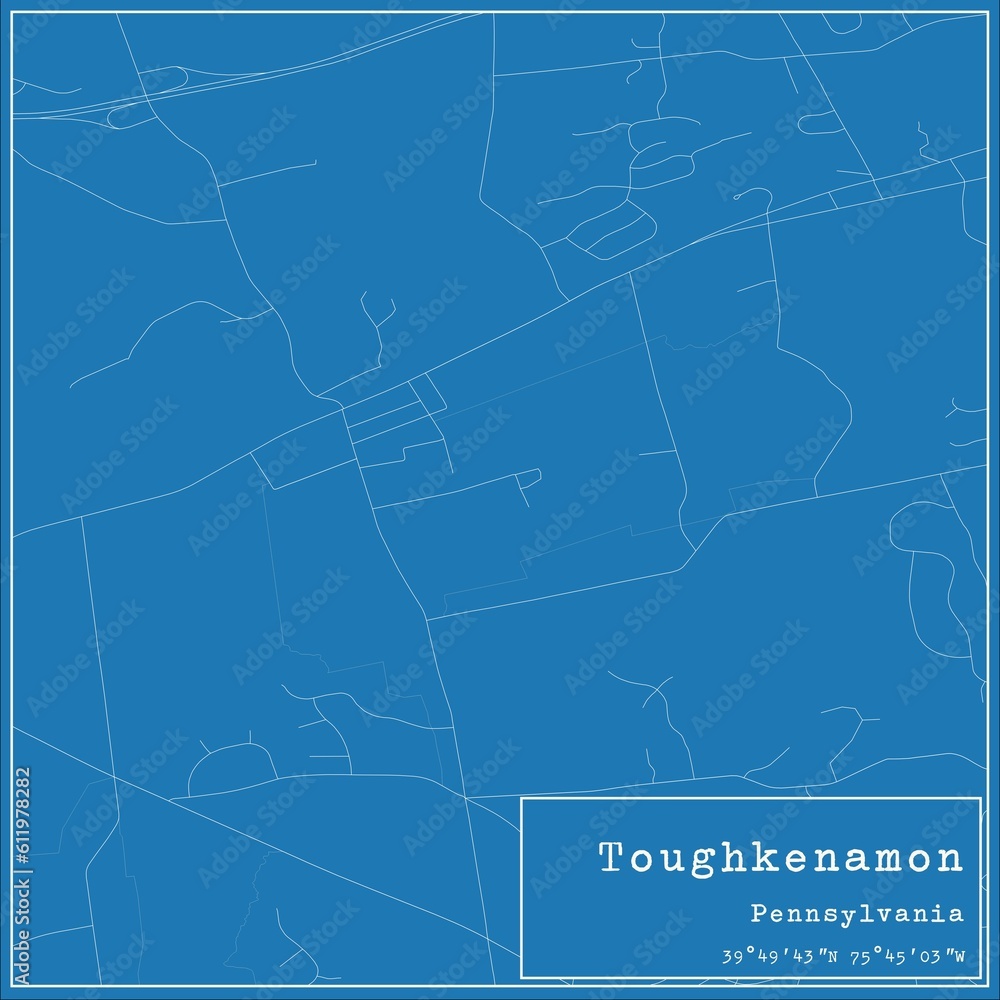 Fototapeta premium Blueprint US city map of Toughkenamon, Pennsylvania.