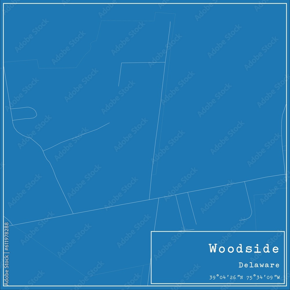 Blueprint US city map of Woodside, Delaware. Blueprint US city map of Woodside, Delaware.
