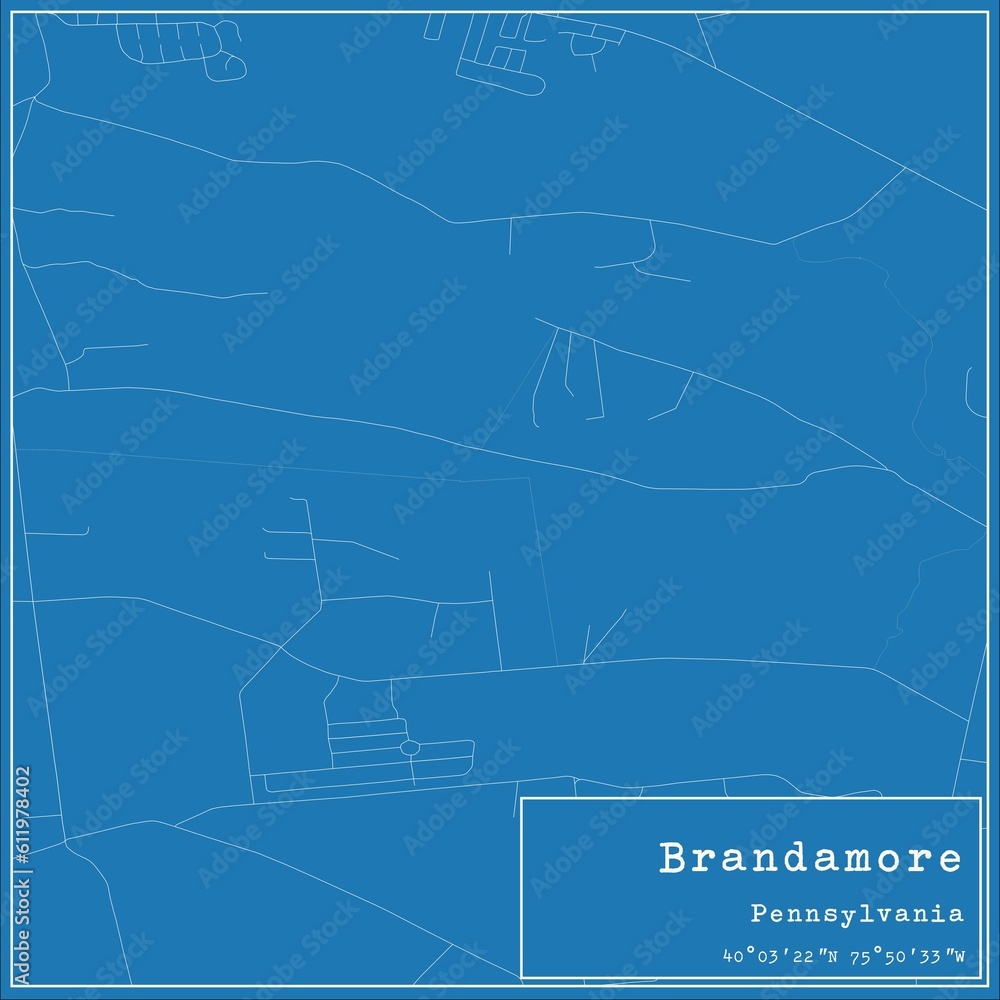 Fototapeta premium Blueprint US city map of Brandamore, Pennsylvania.
