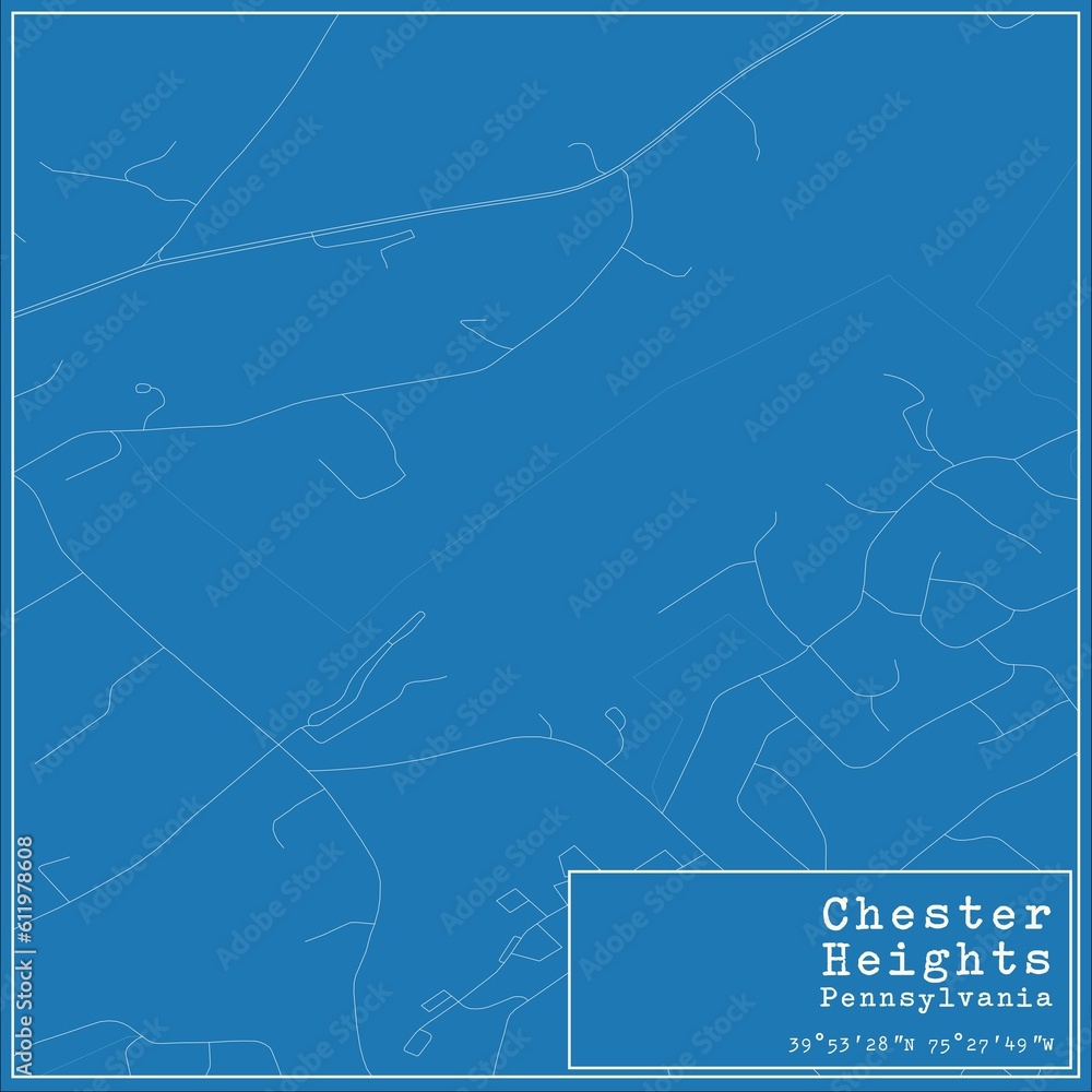 Blueprint US city map of Chester Heights, Pennsylvania.