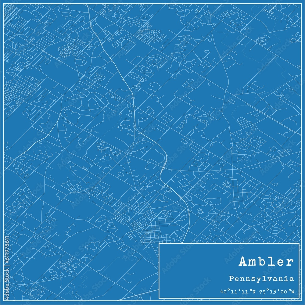 Obraz premium Blueprint US city map of Ambler, Pennsylvania.