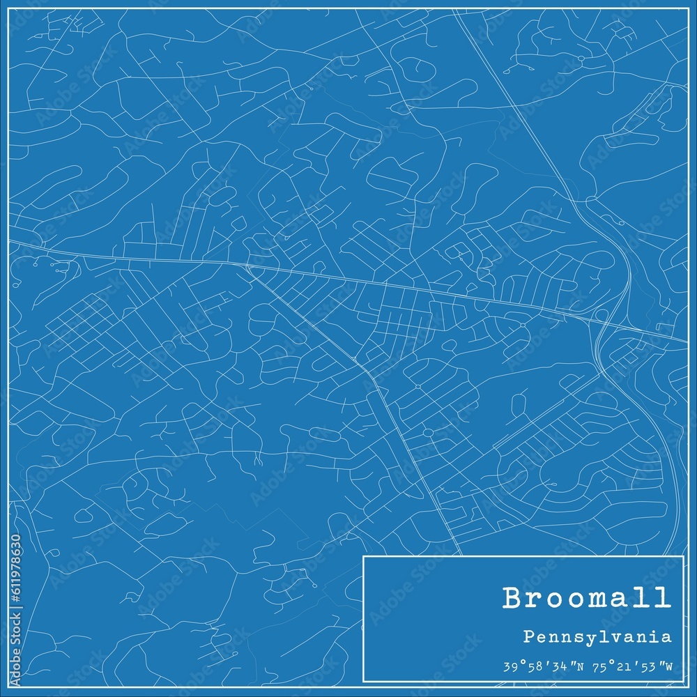 Fototapeta mapa świata dla dzieci Blueprint US city map of Broomall