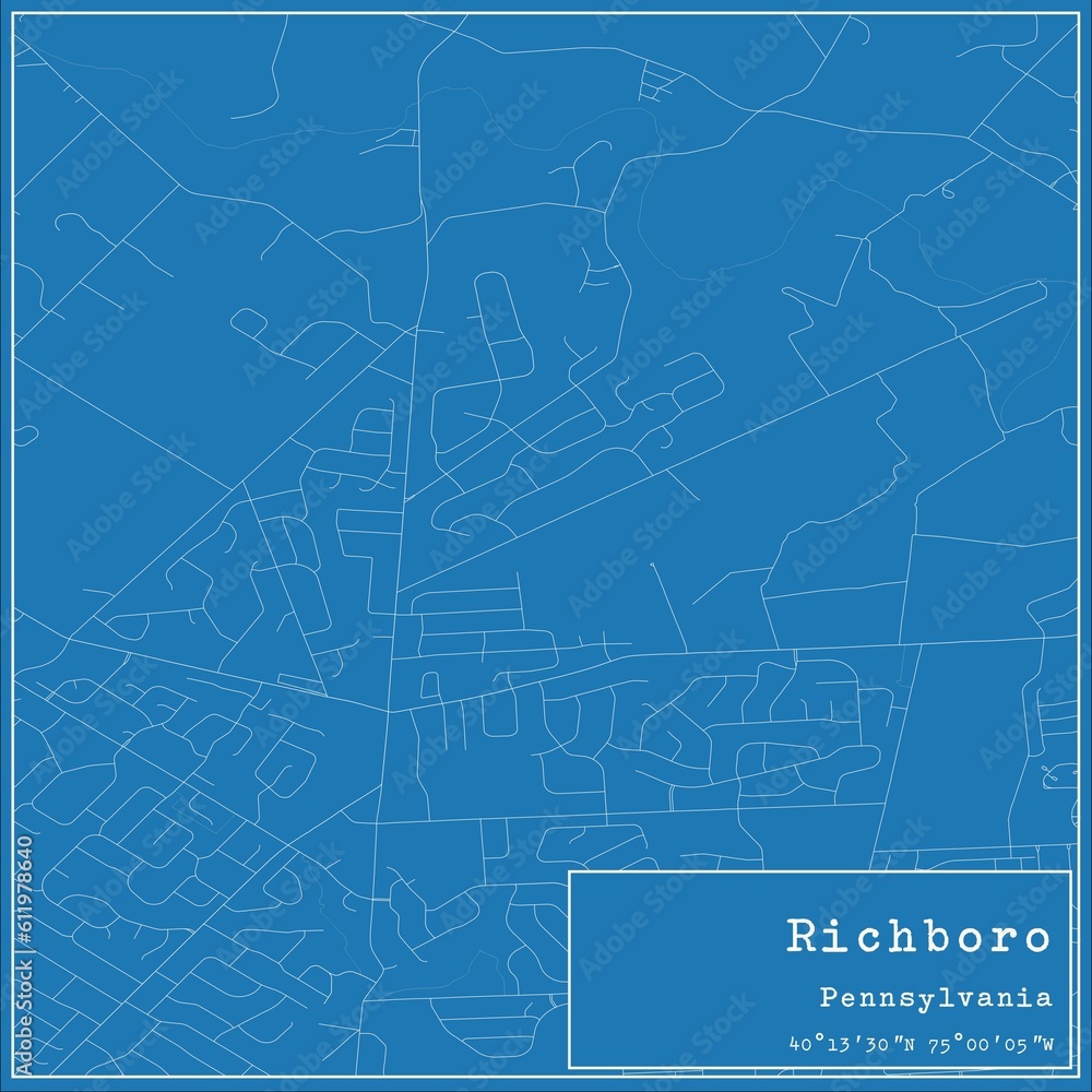 Blueprint US city map of Richboro, Pennsylvania.