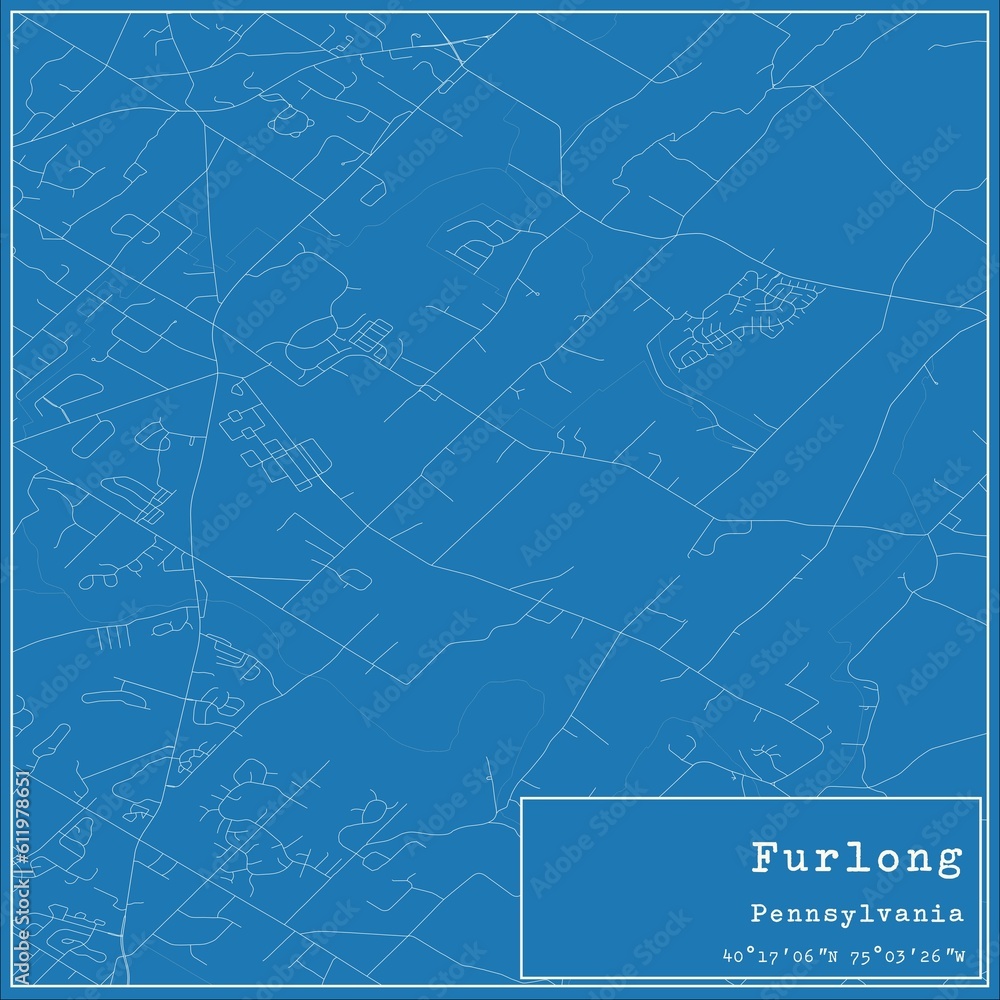 Blueprint US city map of Furlong, Pennsylvania.