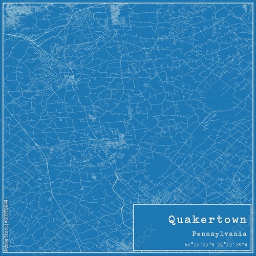 Blueprint US city map of Quakertown, Pennsylvania. photo