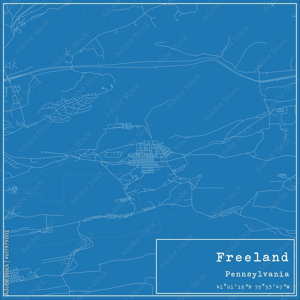 Blueprint US city map of Freeland, Pennsylvania. Blueprint US city map of Freeland, Pennsylvania.