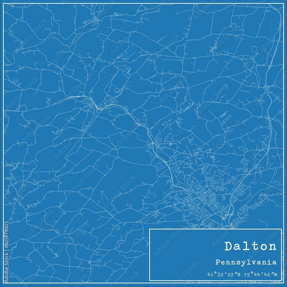Blueprint US city map of Dalton, Pennsylvania.
