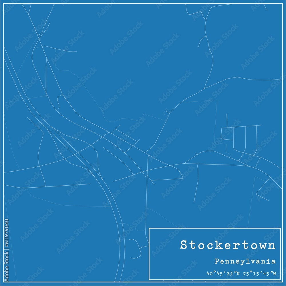 Blueprint US city map of Stockertown, Pennsylvania.