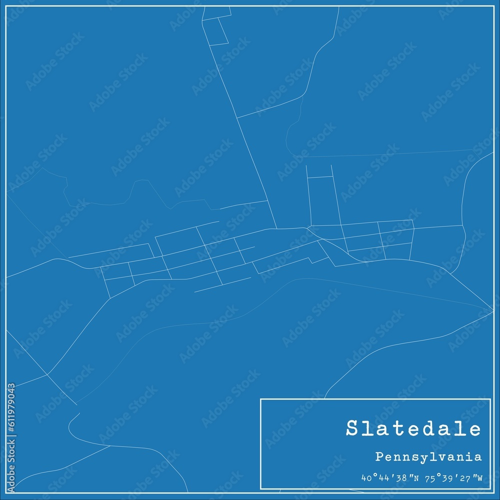 Blueprint US city map of Slatedale, Pennsylvania.