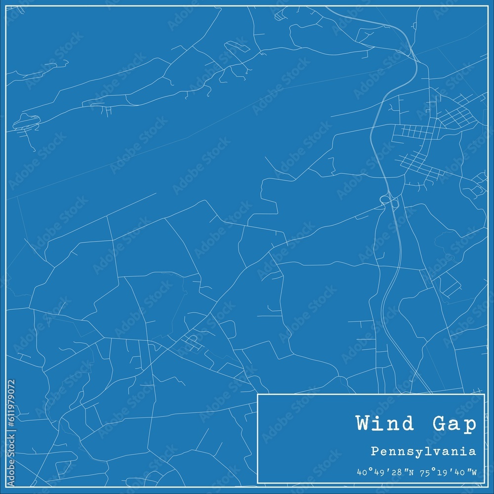 Blueprint US city map of Wind Gap, Pennsylvania.