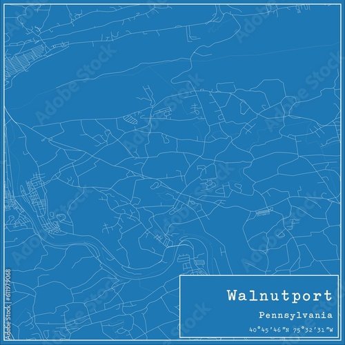 Blueprint US city map of Walnutport, Pennsylvania. photo